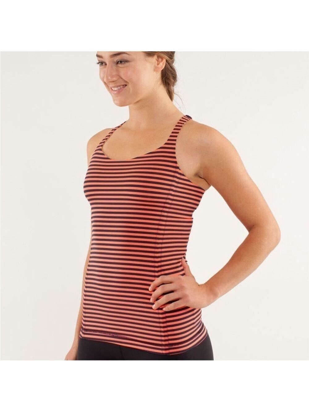 Lululemon Free To Be Tank Classic Stripe Light Flare Inkwell, size 8